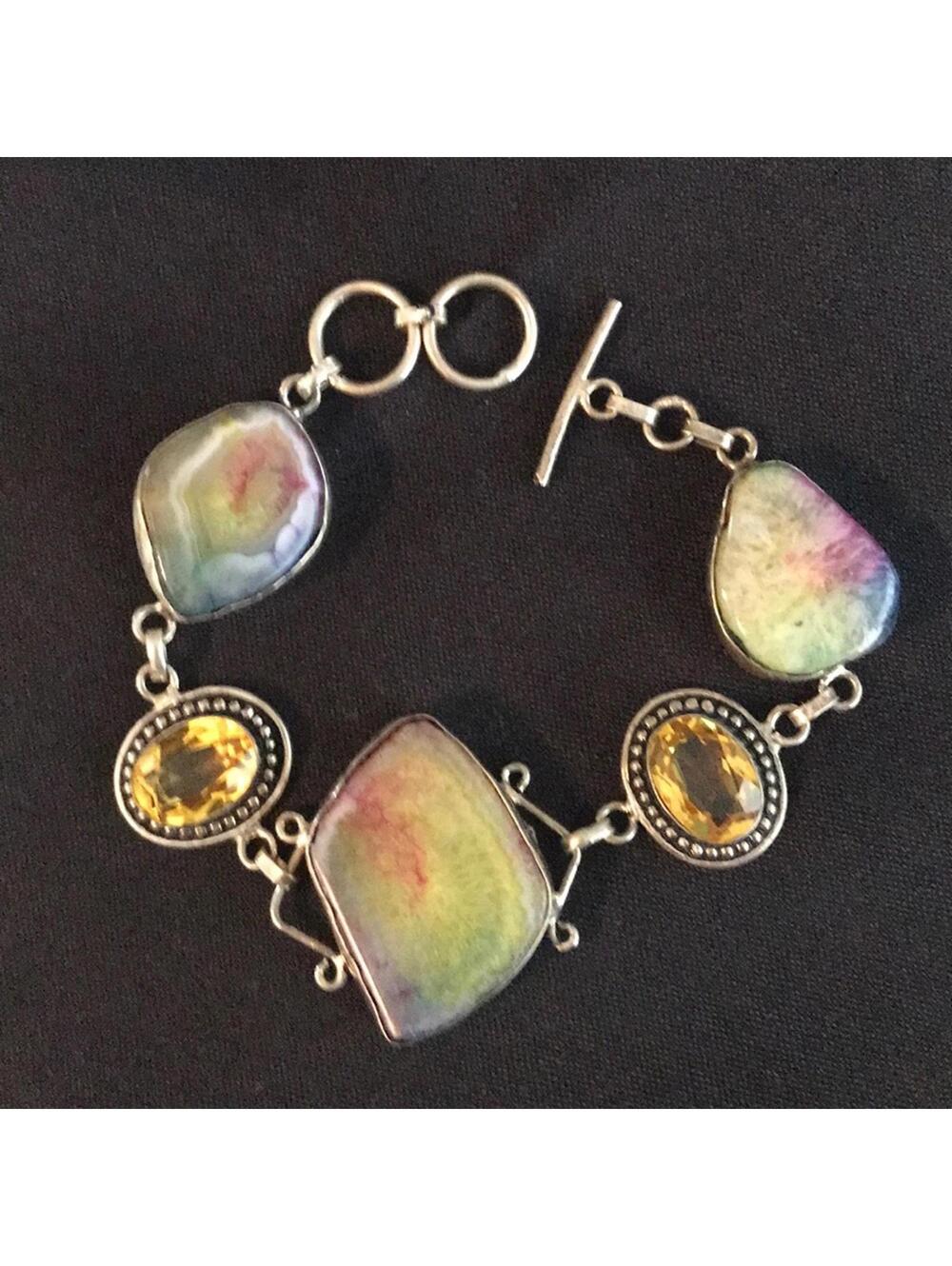 Beautiful silver stone bracelet unique 925